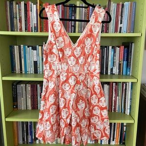 leah reena goren for anthropologie orange poker face dress size 8
